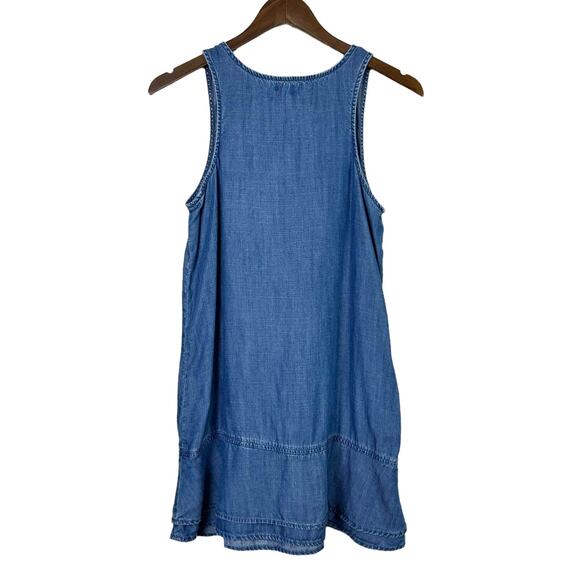 Chelsea & Violet | Girls 14 Blue Chambray Tencel V-neck Sleeveless A-line Dress - Picture 2 of 7